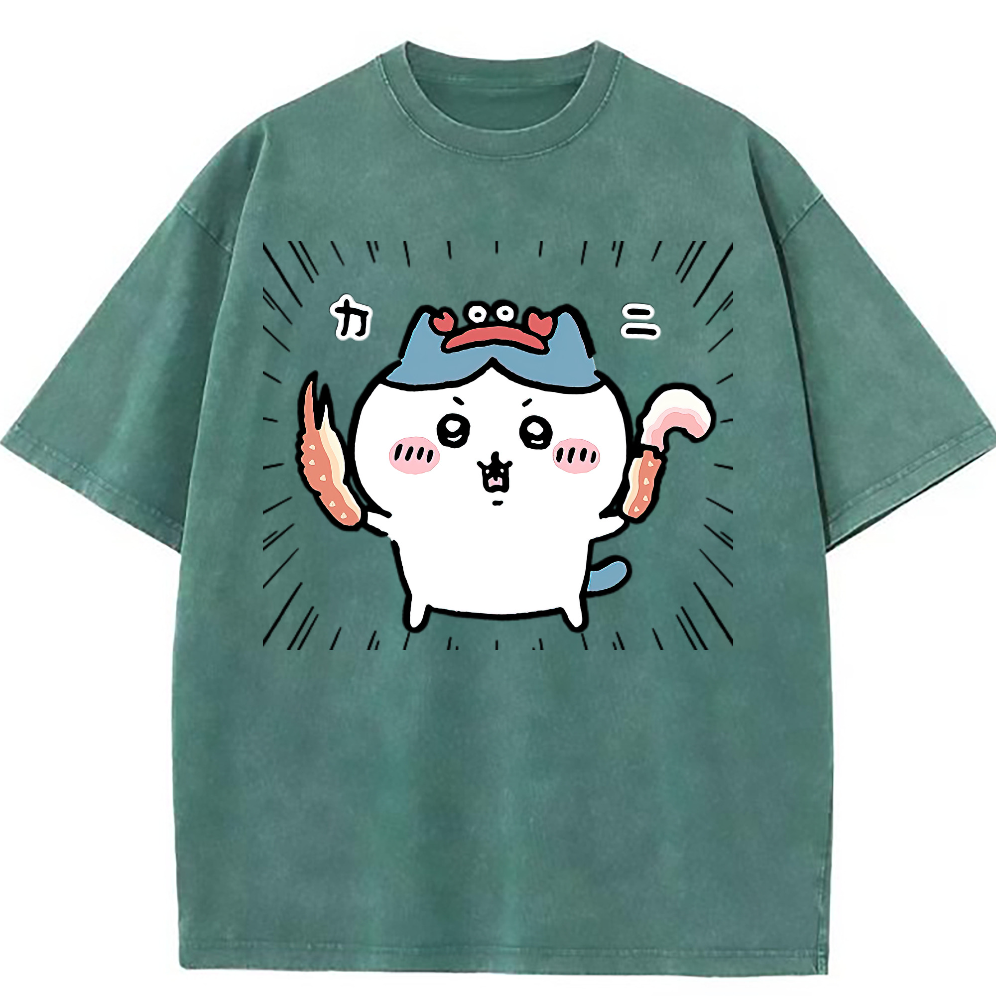 （画像用） ちいかわ ハチワレ Chii-kawa hachiware 綿100% ヴィンテージ風 半袖Tシャツ（フロントプリント）